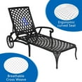 thumbnail image 3 of Lounge Chairs for Outside, Chaise Lounges Outdoor Pool Chair, Cast Aluminum Patio Furniture Tanning with Adjustable Backrest and Moveable Wheels, Black, 3 of 7