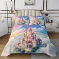 thumbnail image 1 of Erosebridal Girly Pink Castle Coverlet Set King, Rainbow Bedding Set, Princess Style Decor 3pcs, 1 of 5