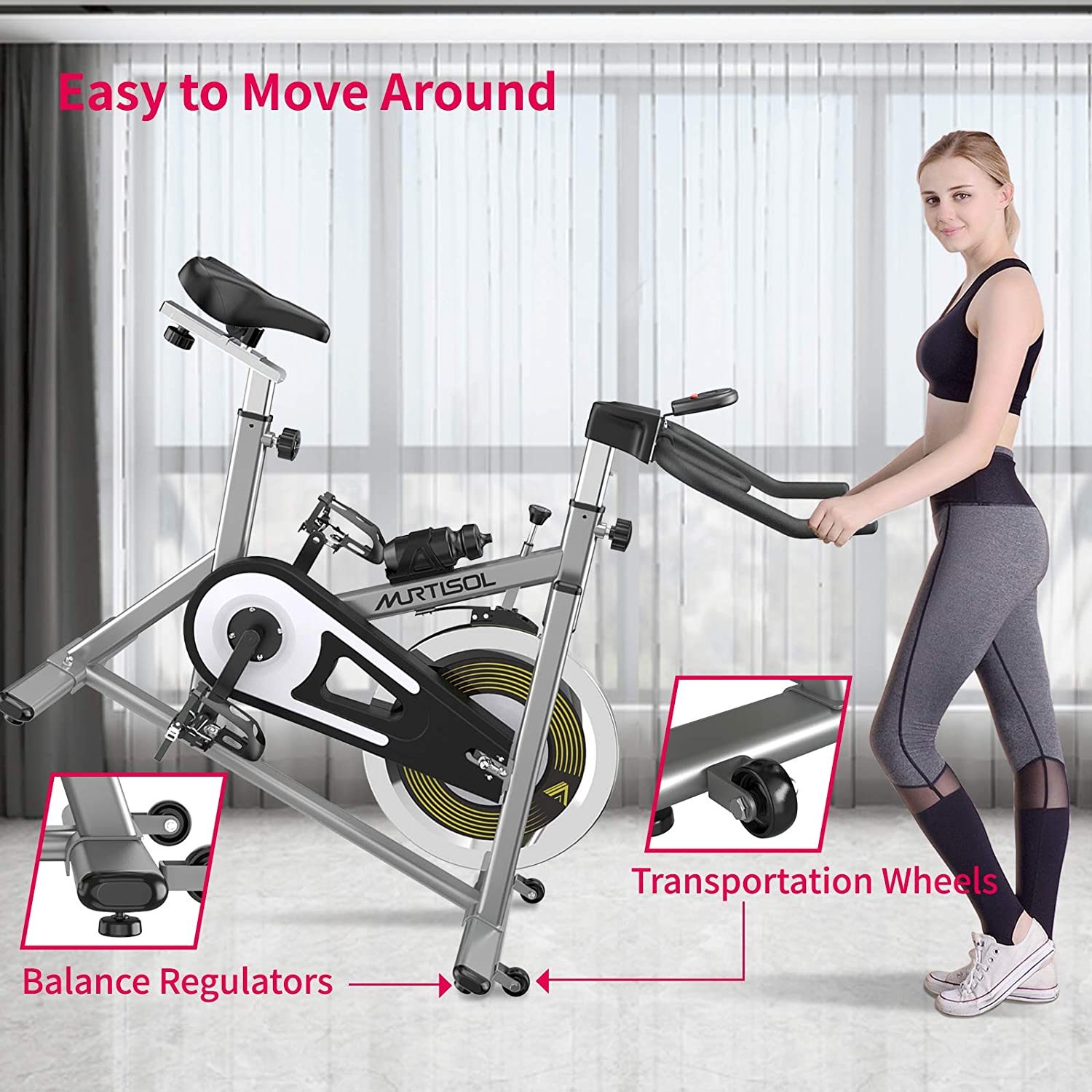 Murtisol Indoor Cycling Stationary Bike Belt Drive Exercise Bike