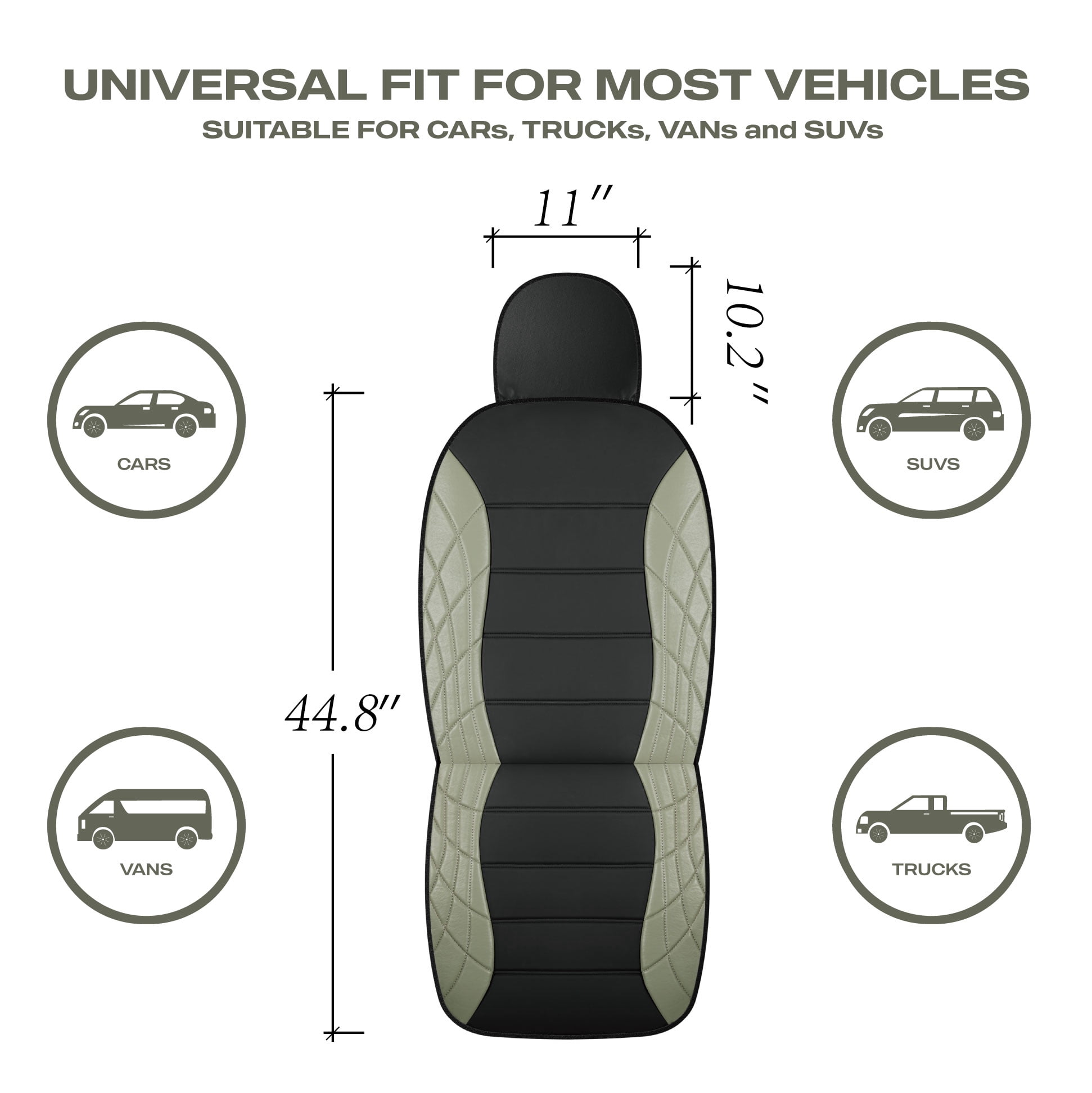 Auto Drive 2-Piece Premium Sierra Luxury Soft Leather Seat Covers - Universal Fit, 25SC25