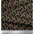 thumbnail image 3 of Soimoi Moss Georgette Fabric Leaves & Floral Clip Art Print Sewing Fabric Yard 42 Inch Wide, 3 of 3