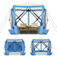 thumbnail image 6 of COBIZI 10x10 Screen House Pop up Gazebo Screen Tent for Camping,5 Sided Pop-up Camping Canopy Shelter Tent with 4 Sidewalls,Portable Outdoor Quick-Set Hub Tent with Carrying Bag&Ground Stakes,Blue, 6 of 11