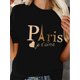 thumbnail image 1 of Women'S Casual Paris Graphic T-Shirt, Polyester Blend, Crew Neck, Medium Stretch, Knit Fabric, Cartoon Print, for All Seasons - Sizes S-XXL, 1 of 6
