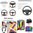 thumbnail image 5 of Yuyamidu 15 Piece Car Seat Cover Full Set Tie Dye Steering Wheel Cover Seat Belt Strap Pads Garbage Organizer Car Air Vent Pocket Organizer Rearview Mirror Cover Coasters Keychain Wristlet, 5 of 7