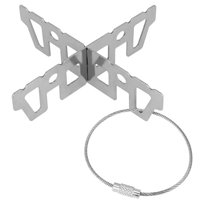 Soporte cruzado para estufa, soporte cruzado para estufa de Alcohol, Mini estante portátil de acero inoxidable para senderismo, Camping y exteriores