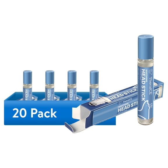 (20 pack) TheraICE Soothing Head Stick Essential Oil Roll on Aromatherapy, 10 ml (.33 fl oz)