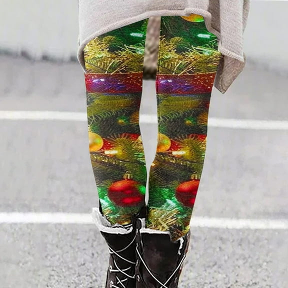 TMOYZQ Womens Yoga Pants Casual High Waist Christmas Leggings Fashion Tummy Control Yoga Leggings for Workout Running Hiking