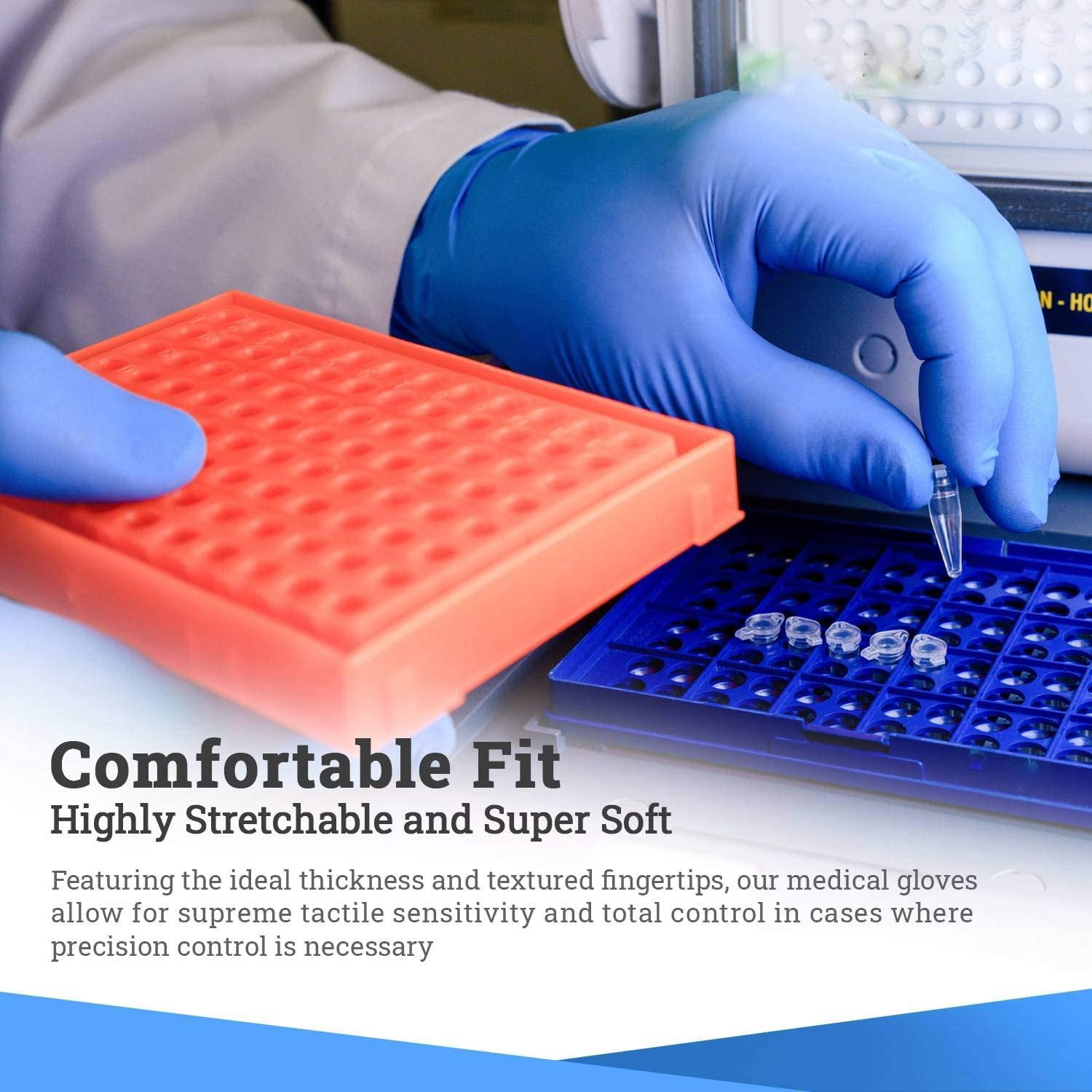 MySmile 1000pc S Size Medical Disposable Synguard Nitrile Exam Gloves Blue Non-Sterile Latex Free Powder Free