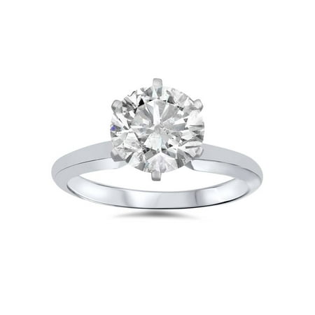 1 3/4ct Solitaire Round Clarity  Diamond Engagement Ring 14K White