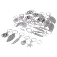 thumbnail image 4 of Conjunto de 35 piezas de anis de metal con colgante de flores hojas y estrellas Jinwen anillos de trenza de pelo de mujer a granel, 4 of 7