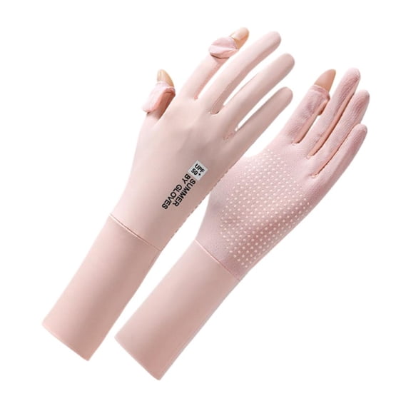 Ice Silk Sunscreen Gloves UPF 50 with Instant Cooling Touchscreen Fingertips Anti Slip Grip for Driving Cycling Outdoor Sun Protection