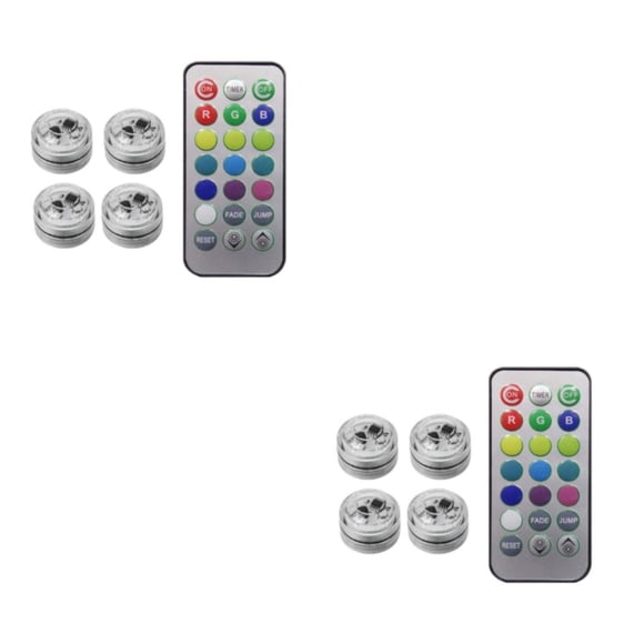 Yuarrent Adhesivo inalámbrico LED Luz interior del coche Control remoto Techo con Lámpara Pecera Florero Acuario Decoración 4 4 luces 2piezas