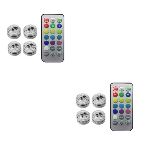Injueey Control remoto de luz ambiental LED inalámbrico con Lámpara de luces nocturnas luminosas a prueba de agua para decoración 4 luces 2piezas
