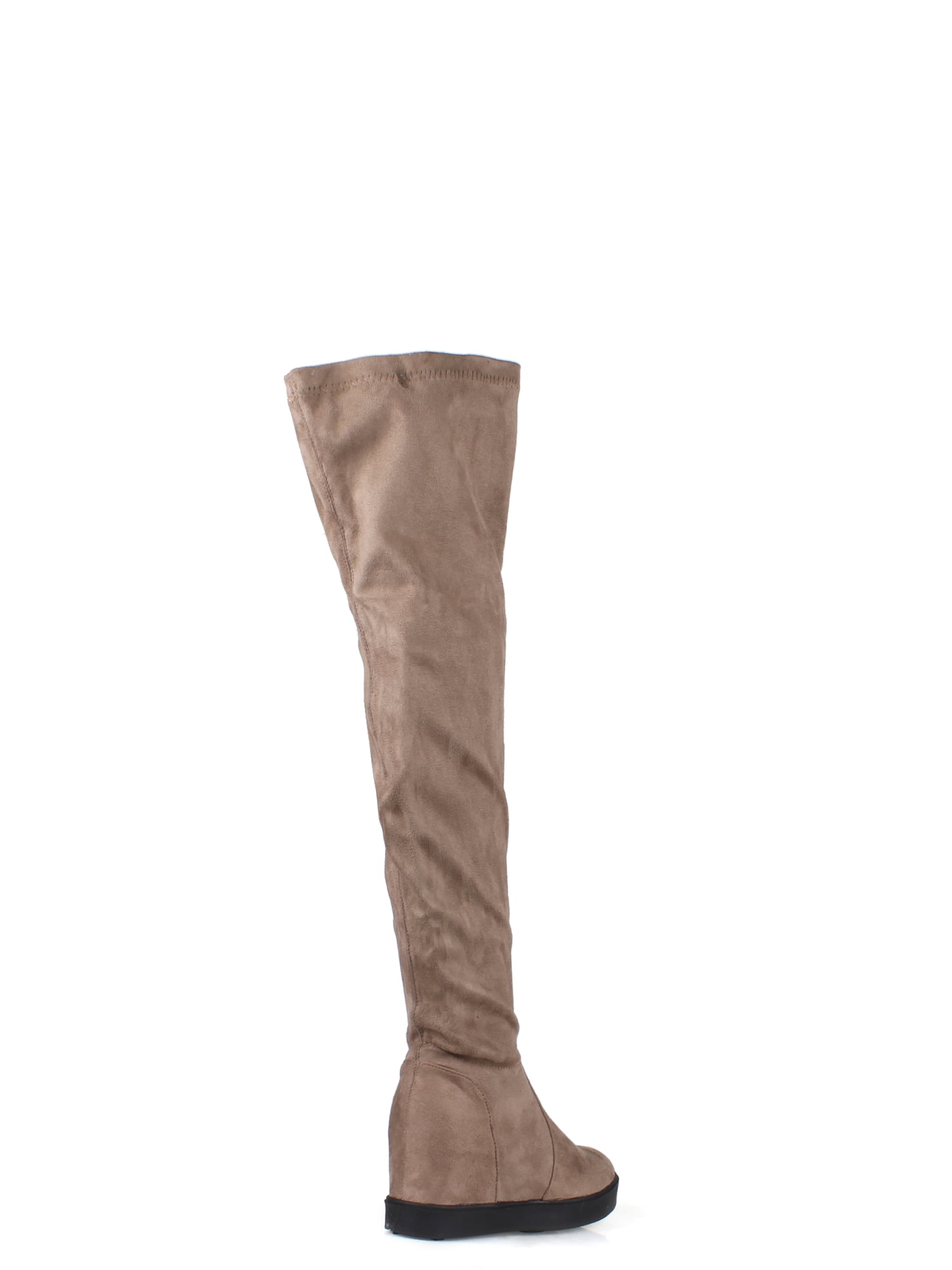 Nature Breeze Over the Knee Women's Wedge Boots in Taupe