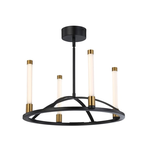 Artcraft Lighting Infiniti Collection 4Light Integrated LED Chandelier, Matte Black & Brass