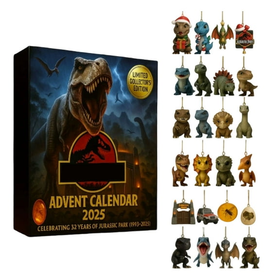 Dinosaur Christmas Advent Calendar 2025 - 24 Day Holiday Countdown with Mini Dinosaur Figures & Toys, Kids Surprise Playset, Educational Xmas Christmas Gift for Boys & Girls
