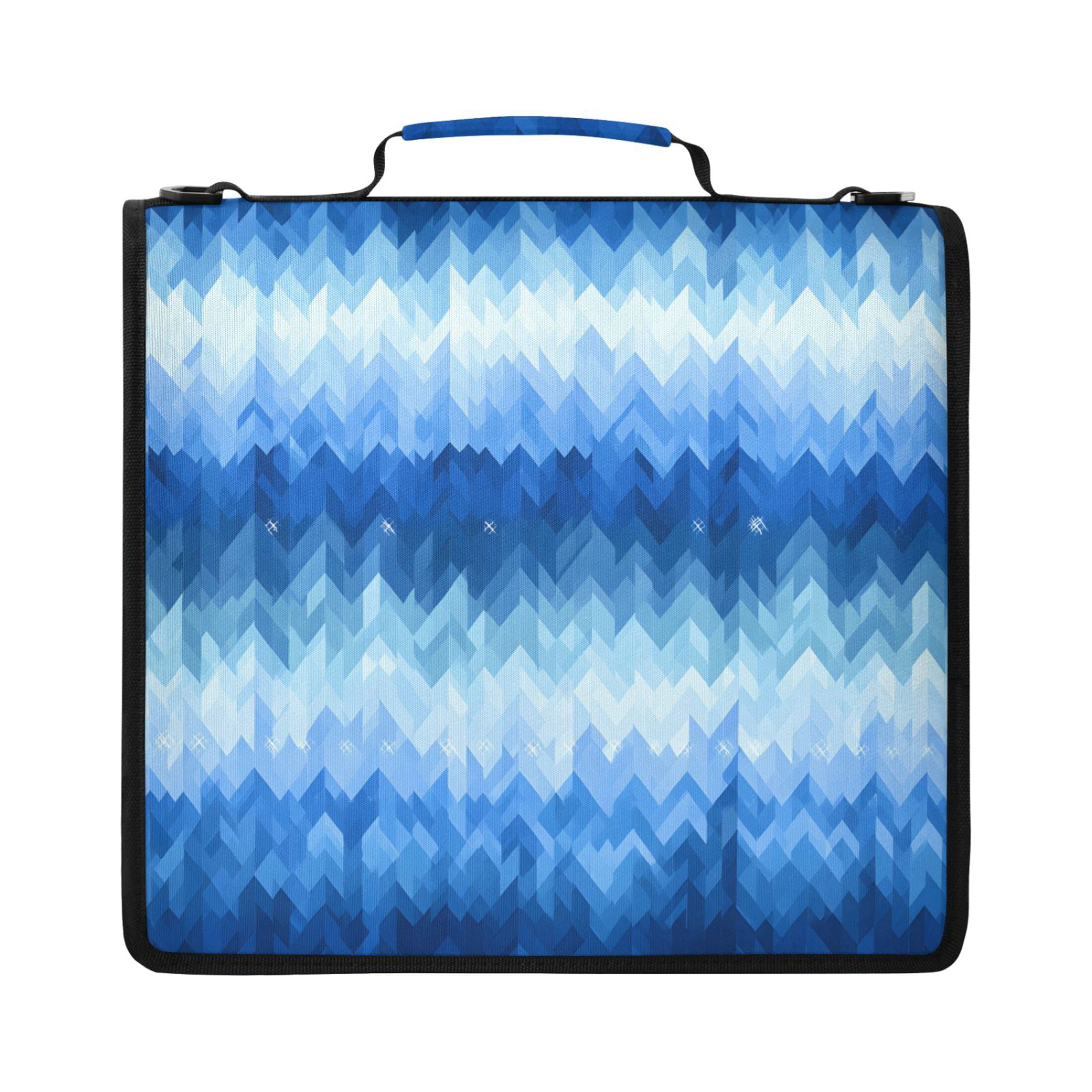 DIXRUYEE Zipper Binder File Keeper Documents Organized-Blue Gradient Stripes Of Pattern
