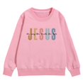 thumbnail image 4 of FAOWME Girls Graphic Prints Sweatshirt Crewneck Long Sleeve Cute Drop Shoulder Pullover Tops Pink 6-7 Years, 4 of 4