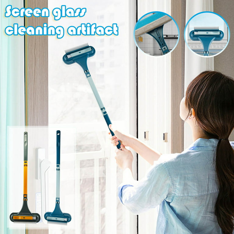 OAVQHLG3B Window Screen Cleaning Brush 2 in 1 Multifunctional Screen Brushs  Window Mesh Screen Cleaner,Professional Window Squeegee Cleaning Tool