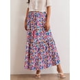 thumbnail image 6 of Musuos Women Flowy Floral Skirt Casual Ruffled Hem Elastic Waist A-Line Skirt for Summer Beach Vacation Streetwear, 6 of 9