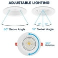 thumbnail image 3 of Luxrite 4 Inch Gimbal LED Recessed Light J-Box CRI90 18W 5CCT 2700K-5000K 1500 Lumens Dimmable IC Rated Damp Rated ETL Listed, 3 of 7