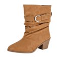 thumbnail image 6 of Pandaie Slouchy Ankle Boots for Womens Cowboy Pointed Toe Low Heel Buckle Strap Classic Cowgirl Fall Booties Size 6-9.5, 6 of 6