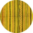 thumbnail image 1 of Ahgly Company Indoor Round Oriental Yellow Modern Area Rugs, 3' Round, 1 of 4