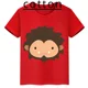 thumbnail image 2 of Camiseta de algodón roja de manga corta de verano para niños y niñas con estampado de cabeza grande de Sasquatch furtivo, 2 of 5