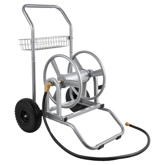 VEVOR Water Hose Reel Cart, 200/300ft High-Pressure Garden Hose Cart, Hoses Reel Carts with Two Wheels, Handle & Heavy-Duty Mesh Storage Basket, Dual-Purpose Portable Hoses Reels for Garden, Car, Pet