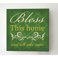 thumbnail image 2 of MuralMax Inspirational Quote Wall Decor - Bless This Home & All Who Canvas Art - Gifts For Wedding Anniversary, Bridal Showers, Parents, Grandparents, Office Parties - Color - Green - Size - 20 x 20, 2 of 5
