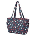 thumbnail image 2 of FORMRS Tote Bag for Women Quilted Large Capacity Travel Work Carry On Shoulder Handbag, Red White Stars, 2 of 7