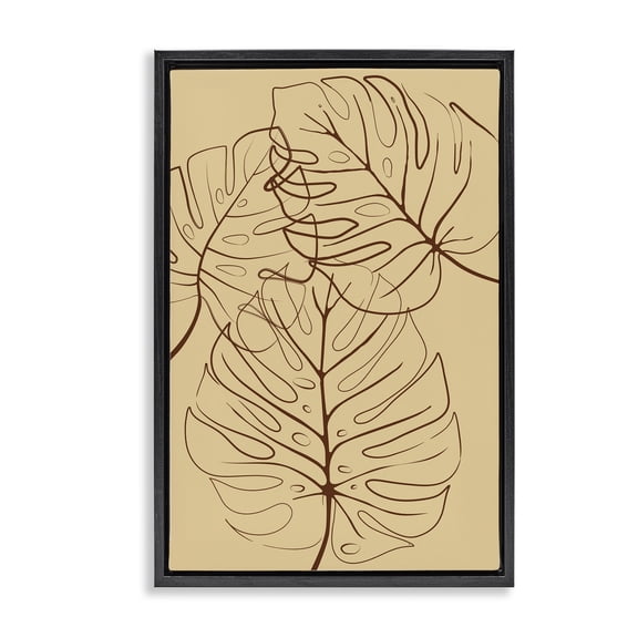Stupell Industries Autumn Monstera Leaf Contour Black Framed Floater Canvas Wall Art, design by Martina Pavlova