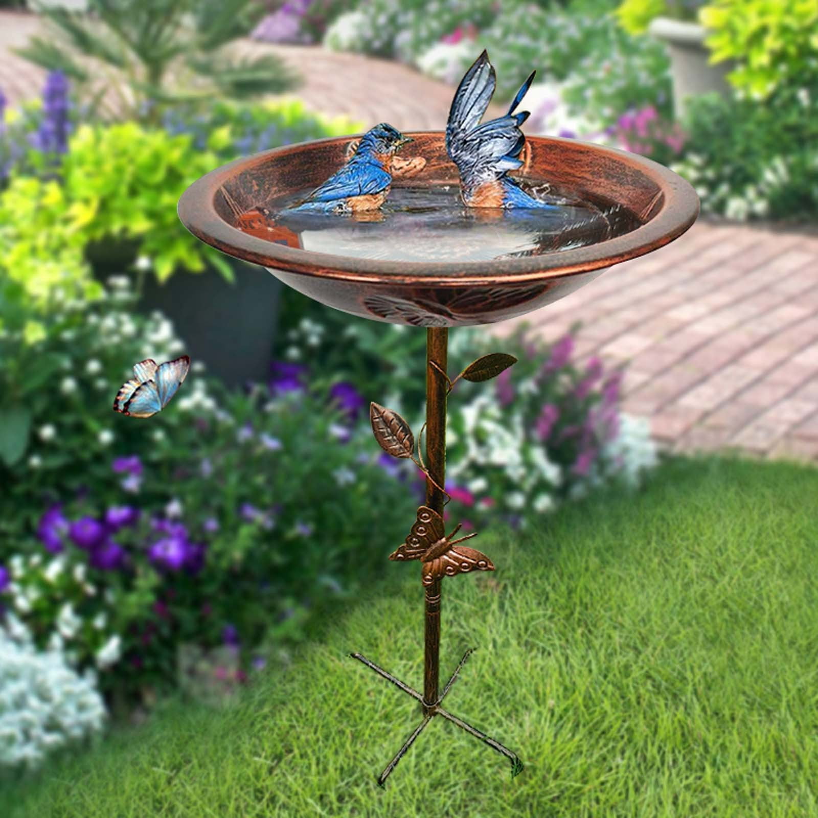 FYHALE Bird Bath Standing, Metal Bird Bath for Outdoor Garden, Bird Bath, Feeding Bowl, Wild Birds, Water Point, Standing, Bird Bath, Large, Frost-Proof, Winterproof, Bird Bath Clearance