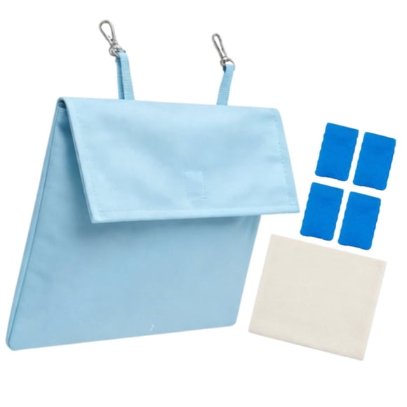 Bolsa de hielo refrescante para jaula de mascotas, reutilizable, aislante, lavable y portátil. Azul con 4 cajas