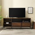 thumbnail image 2 of Fenton 70" 2-Door Sliding Metal Mesh Door TV Console in Dark Walnut, 2 of 8