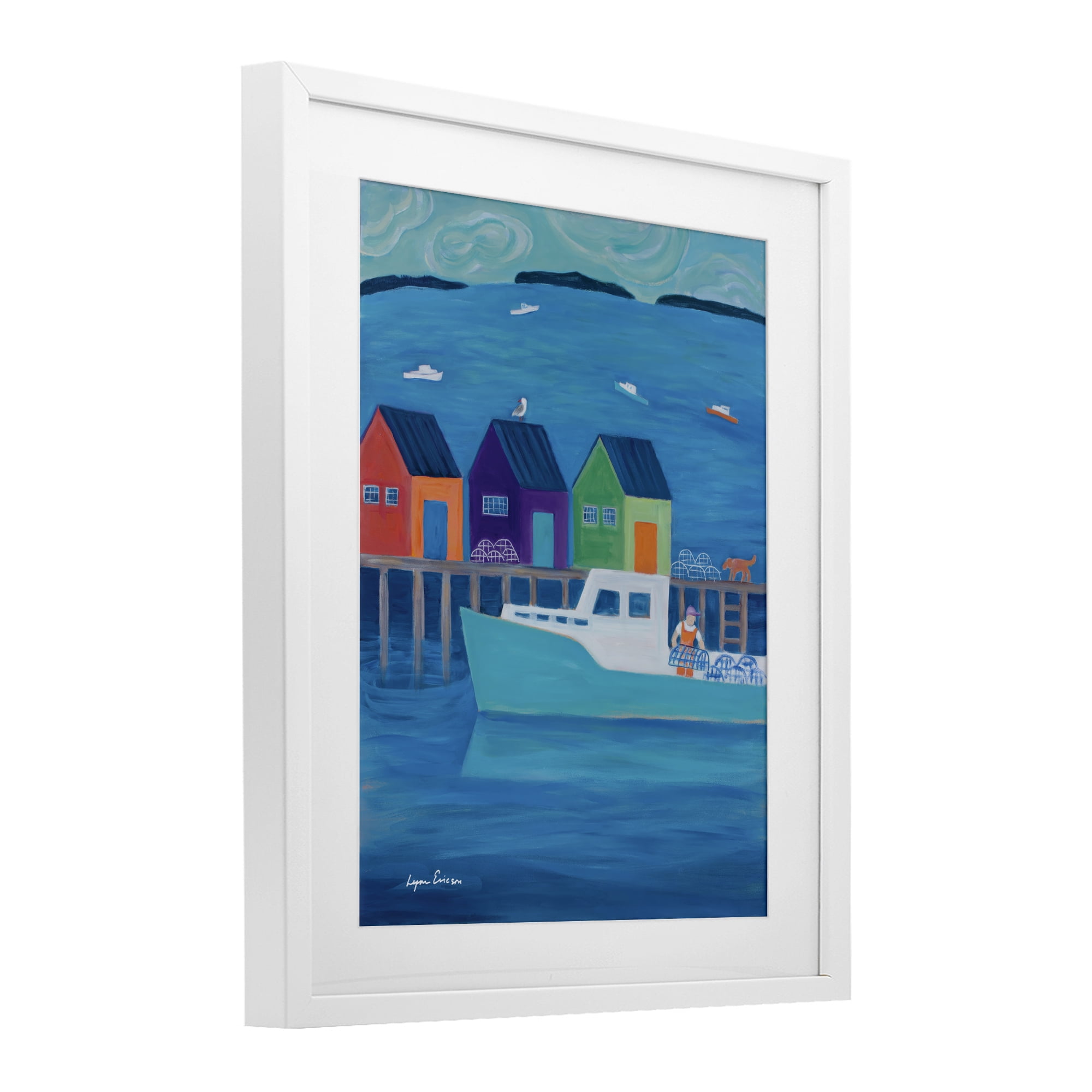 Stupell Industries Out Hauling Traps White Framed Print Under Glass, design by Lynn Ericson Fine Art