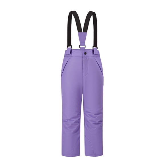 LNZGNM Detachable Snowpants for Toddler 6-19Y Insulated Waterproof Ski Pants Adjustable Strap Windproof Winter Warm Snowsuit Pant Ski Outfit with Zipper Pockets for Little Girl, Light Purple