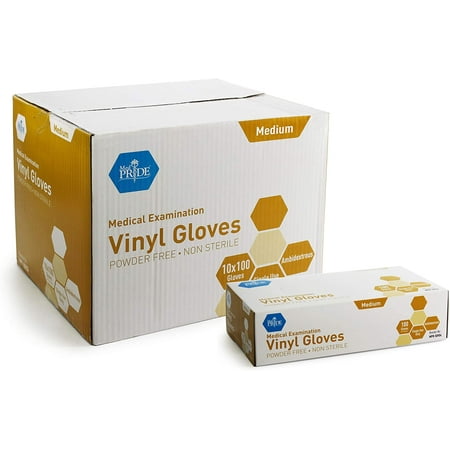 

Medpride Medical Vinyl Examination Gloves (Medium 1000-Count) Latex Free Rubber | Disposable Ultra-Strong Clear | Fluid Blood Exam Healthcare Food Handling Use | No Powder