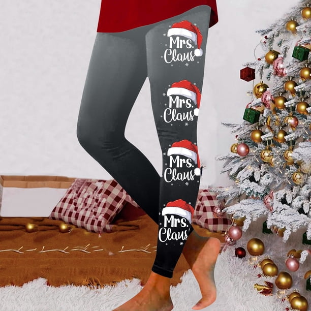 MKLEKYY Leggings para mujer, leggings con estampado navideño festivo para mujer, pantalones de yoga de cintura alta, mallas deportivas cómodas para fitness y entrenamiento