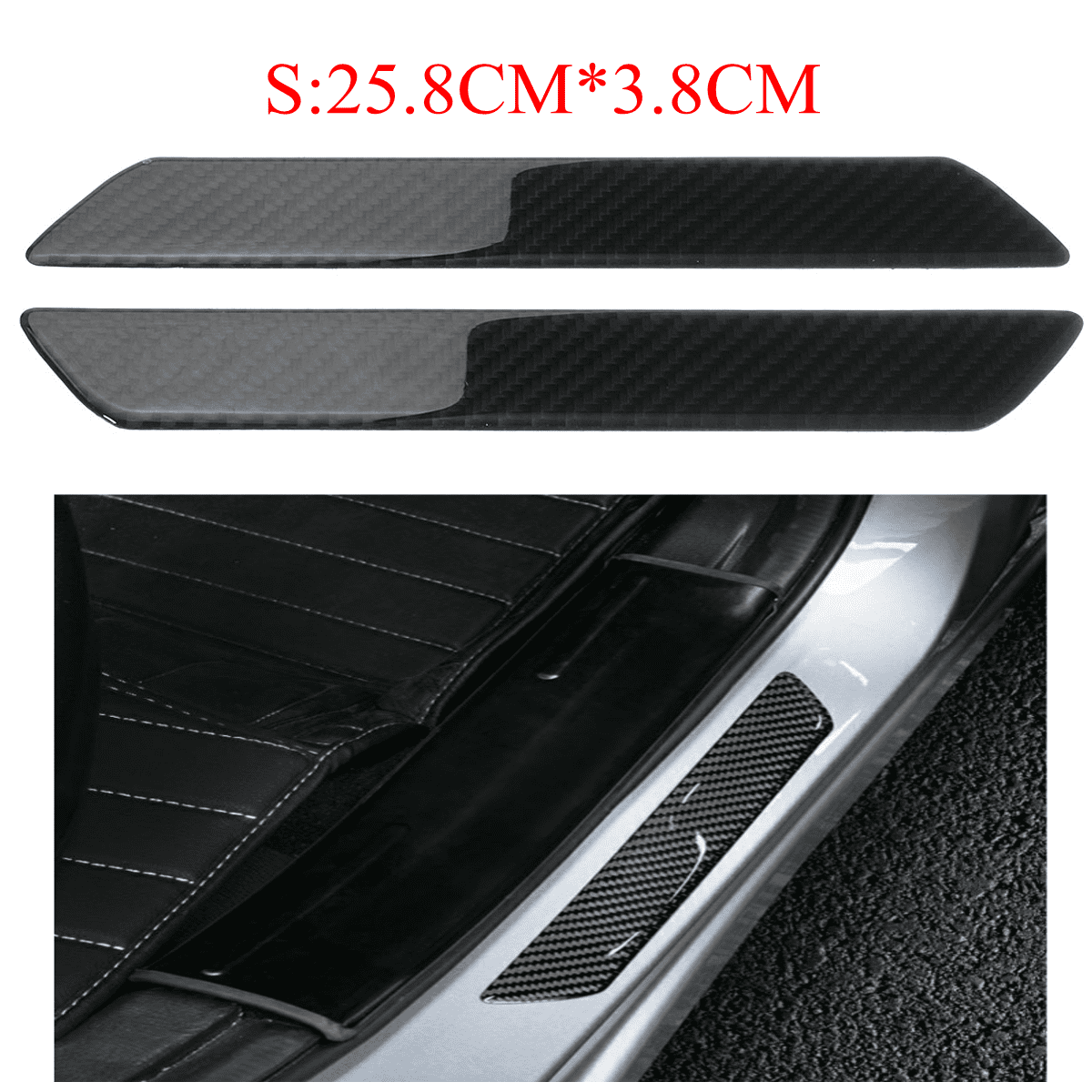 2x Carbon Fiber Car Auto Scuff Plate Door Sill Guard Cover Step Protector 49CM