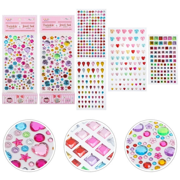 6 Sheets of Craft Gem Stick On Rhinestone Makeup Rhinestone Craft Jewelry Sticker Acrylic Gem Stickers