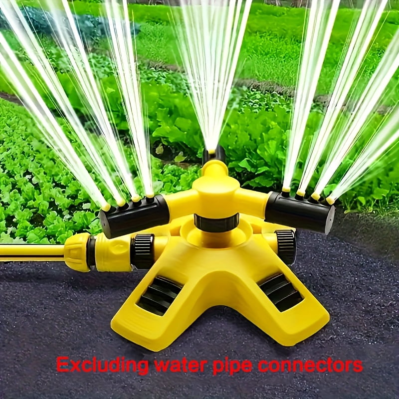 Automatic Rotating Lawn Sprinkler 360° - 3 Adjustable Arms for Multi-Angle Irrigation, Garden Lawn Roof Cooling Large Area Coverage