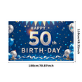 thumbnail image 3 of Blue Background 50th Birthday Party Banner with Glittery Stars Balloons and Streamers Backdrop Decorations for Birthday Party Celebrations Photography Props Decor Party Supplies, 3 of 7