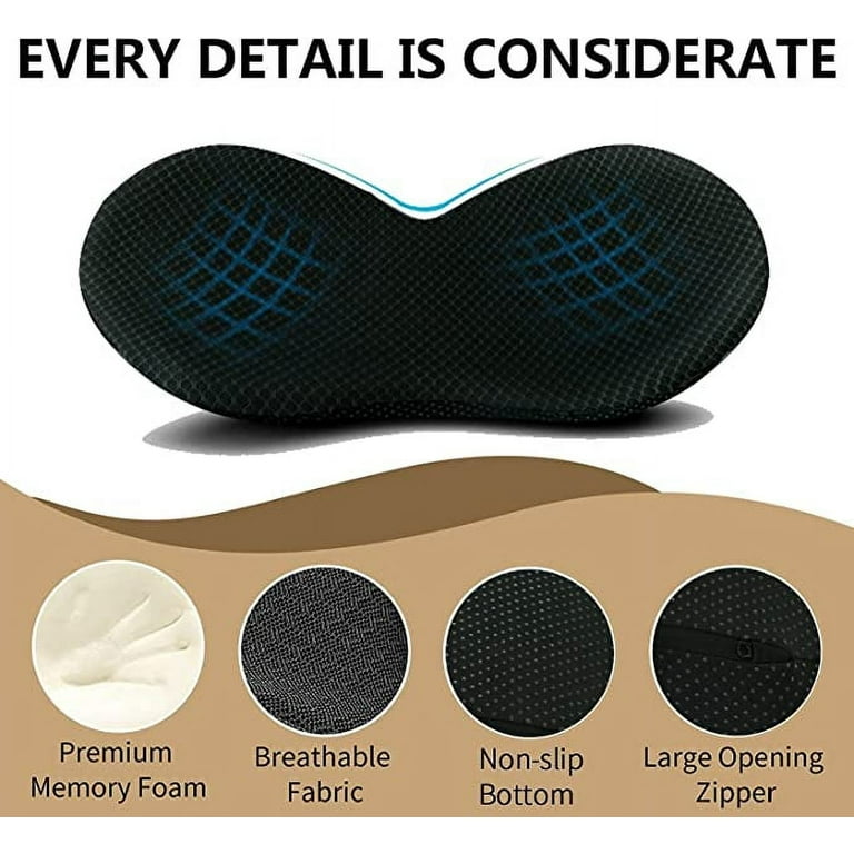 Car Seat Cushion for Driving - Comfort Memory Foam for Car Driver Seat- Back  Support & Pain Relief - Car Travel Accessories for Long Trips (Black) 