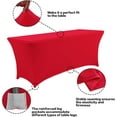 thumbnail image 5 of ICEANT 6FT Stretchable Table Cloth 2 Pack, Spandex Waterproof Table Cover for Rectangular Table, Elastic Wrinkle Resistant Tablecloths for Dining Wedding Party, Red, 5 of 5