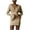Khaki, variant on Fesfesfes Women Dress Comfortable Solid Color Temperament Trumpet Sleeve V-Neck Long Sleeves Dress Plus Size $10