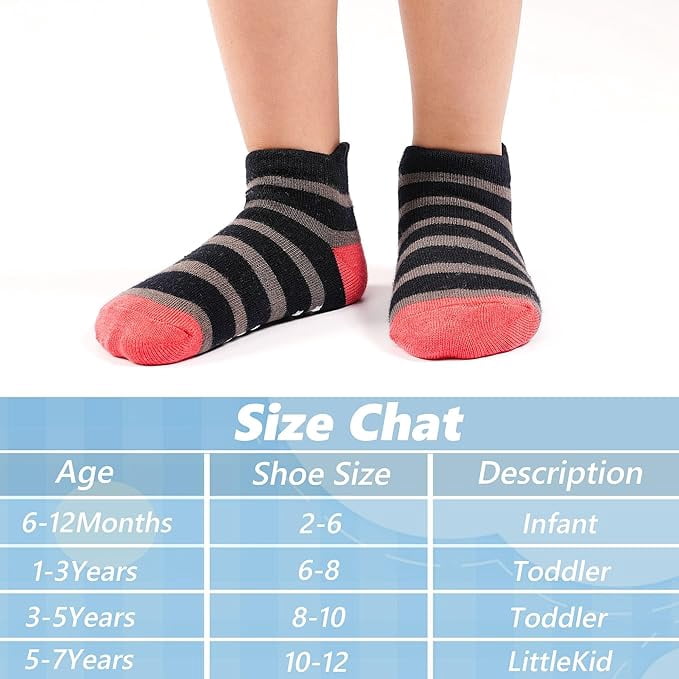 Toddler Baby Non Slip Ankle Socks with Grippers Kids Boys Girls Socks 12 Pairs for 1-7 Years Infant Children