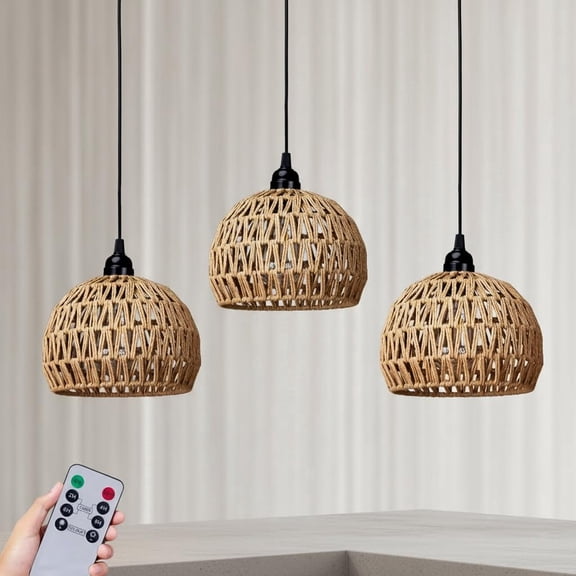 Battery Operated Hanging Outdoor Chandelier, Battery Power Pendant Light, Waterproof for Gazebo, Pergola, Porch, Patio, Indoor Outdoor Decor Lighting