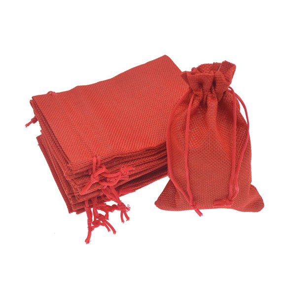 Bezall 20pcs Burlap Gift Bags 5x7, Red Linen Drawstring Bags Christmas Wedding Party Favor Bags Jewelry Candy Pouches