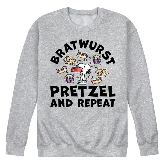 Peanuts - Bratwurst Pretzel And Repeat Snoopy - Men's Crew Neck Fleece Pullover